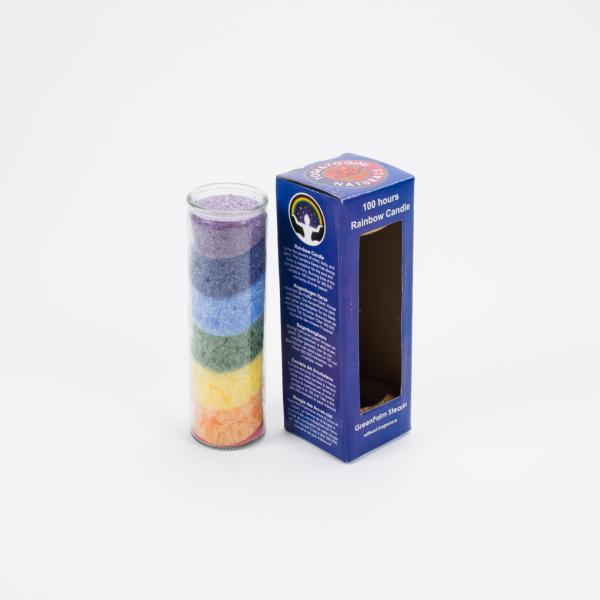 Chakra Kerze im recyceltem Glas, ca. 21 cm