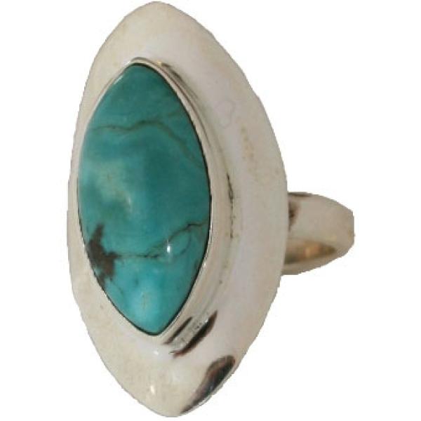 Ring aus 925er Silber verstellbar Türkis Navette-Form