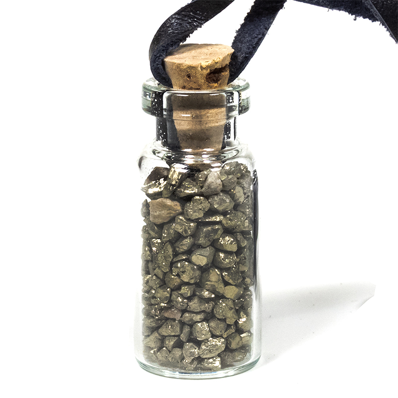Geschenkfläschchen mit Baumwollschnur Pyrit -- 3.6cm