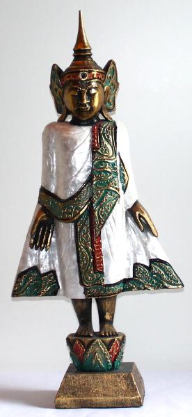 Holzbuddha stehend mit Perlmutt 80 cm